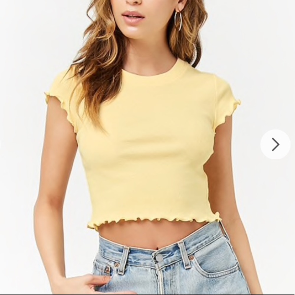 light yellow lettuce edge crop top